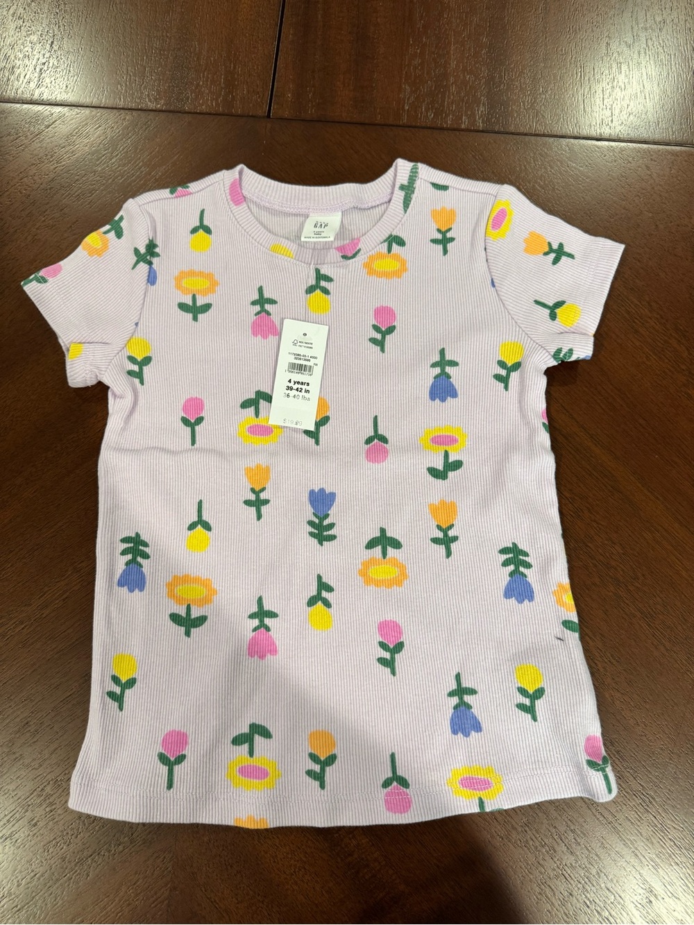 Gap Kids Lavender Floral Short-Sleeve Tee